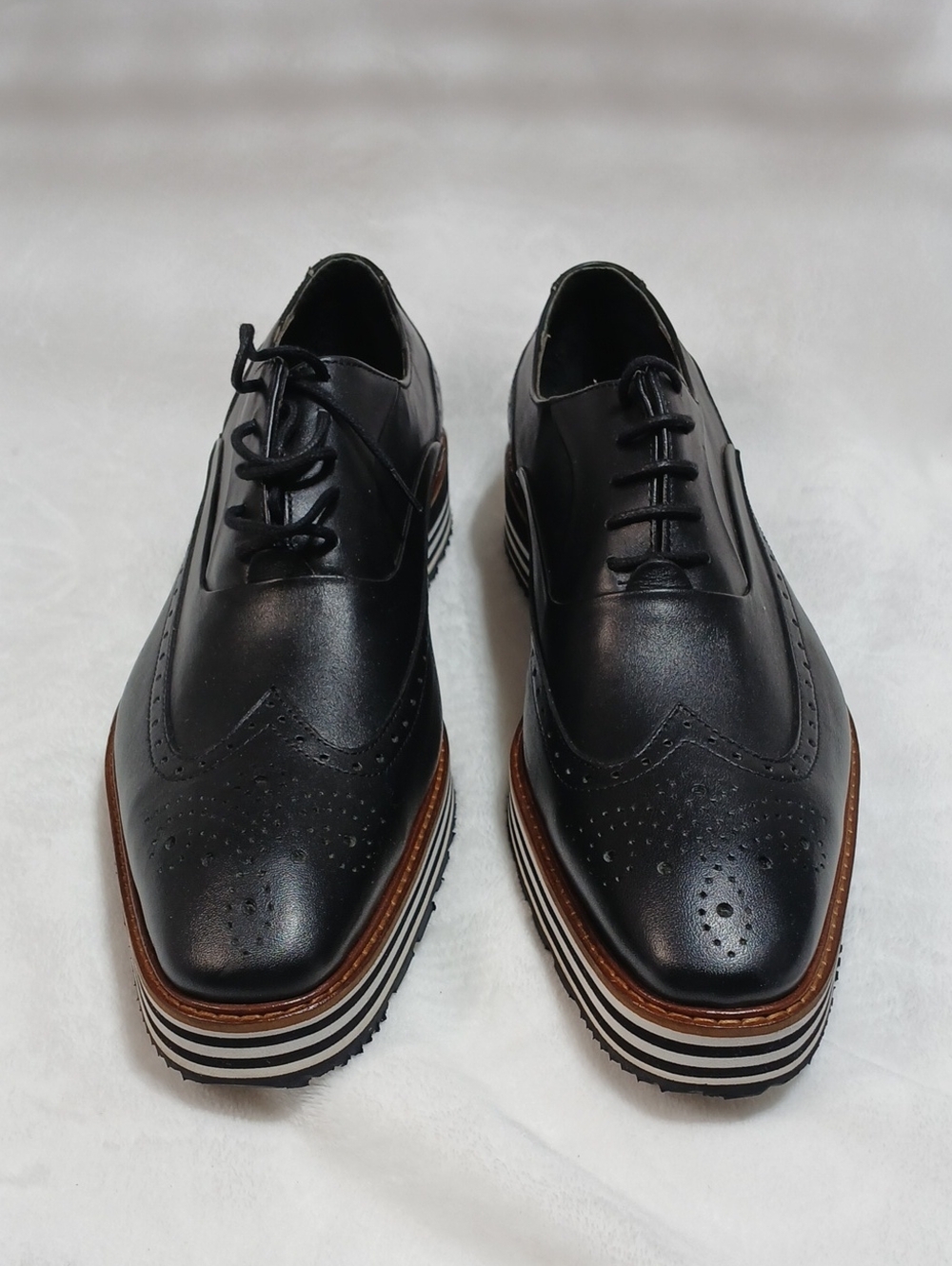 Angelo Classic Black Wingtip Oxford, Men’s Lace-Up Dress Shoes Sz 42